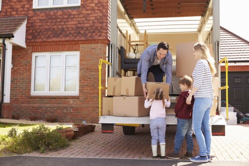 Moving van and boxes for removals in Dagenham