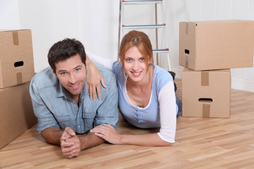 Packed household items ready for storage in Dagenham