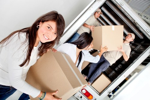 Packed storage boxes and furniture in a Dagenham unit