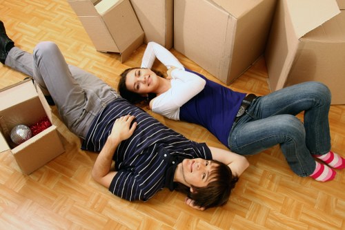 Organized storage boxes and furniture prepared for long-term storage in Dagenham